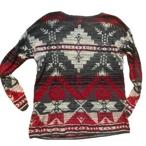 Ralph Lauren Denim & Supply Sweater Womens Sz S Red‎ Gray South Western